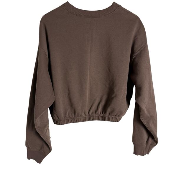Alo Yoga Devotion Brown Cropped Long Sleeve Crewneck Sweatshirt Small - Picture 6 of 6